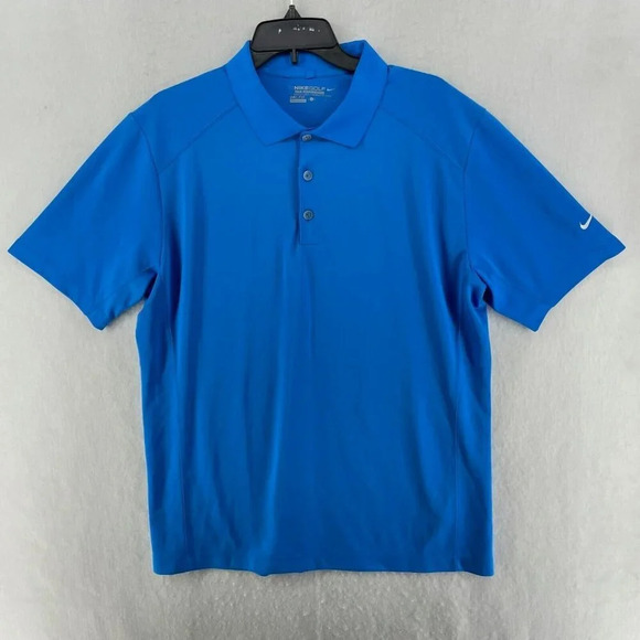 Nike Polo Shirt Men's L Blue Collared Short Sleeve Activewear Golfing Stretch - Picture 1 of 10